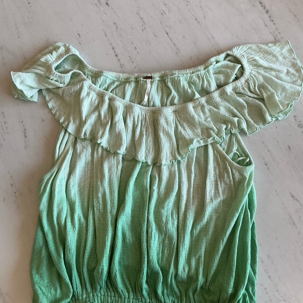 Free People Mint Green Ruffled Women's Top